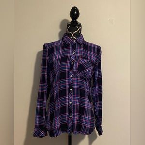 EUC GAP Purple & Black Buffalo Plaid Bottom Down size small